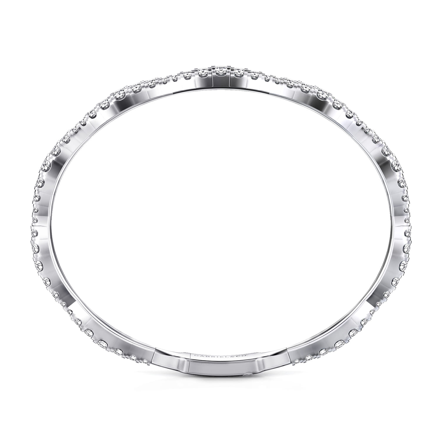 14K White Gold Graduating Diamond Station Bangle - 3 ct - Shot 3
