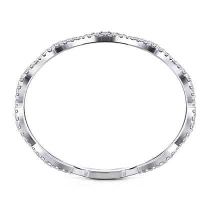 14K White Gold Graduating Diamond Station Bangle