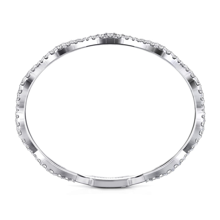 14K White Gold Graduating Diamond Station Bangle - 3 ct - Shot 3
