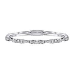 14K White Gold Graduating Diamond Station Bangle