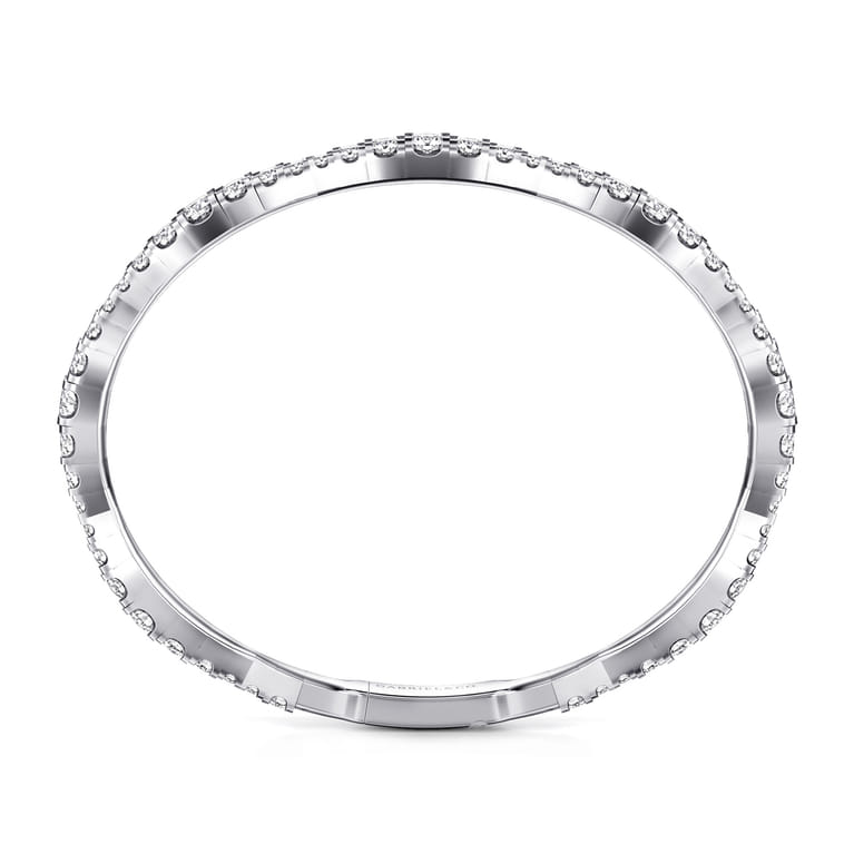 14K White Gold Graduating Diamond Station Bangle - 5 ct - Shot 3