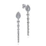 14K White Gold Graduating Diamond Stud Drop Earrings - 0.75 ct
