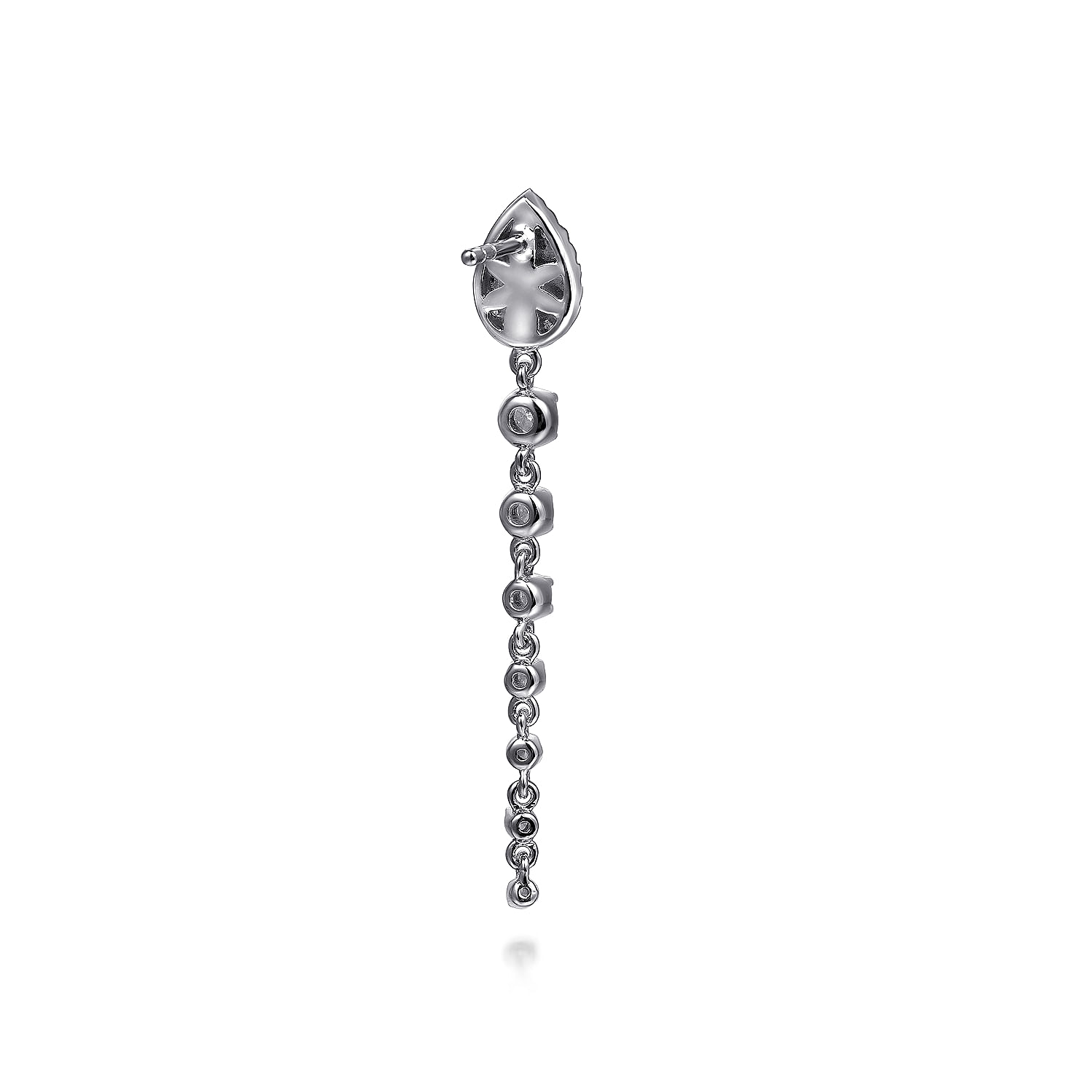 14K White Gold Graduating Diamond Stud Drop Earrings
