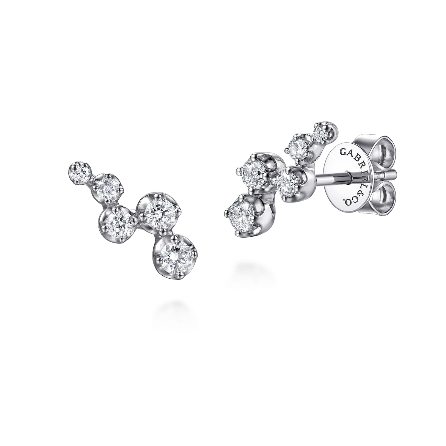 14K White Gold Graduating Diamond Stud Earrings - 0.35 ct - Shot 1