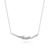 14K White Gold Graduating Diamond Three Spike Bar Necklace - 0.55 ct