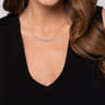14K White Gold Graduating Diamond Three Spike Bar Necklace - 0.55 ct