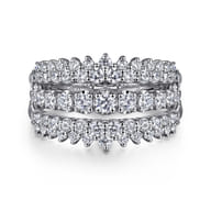 14K White Gold Graduating Diamond Wide Band Ring