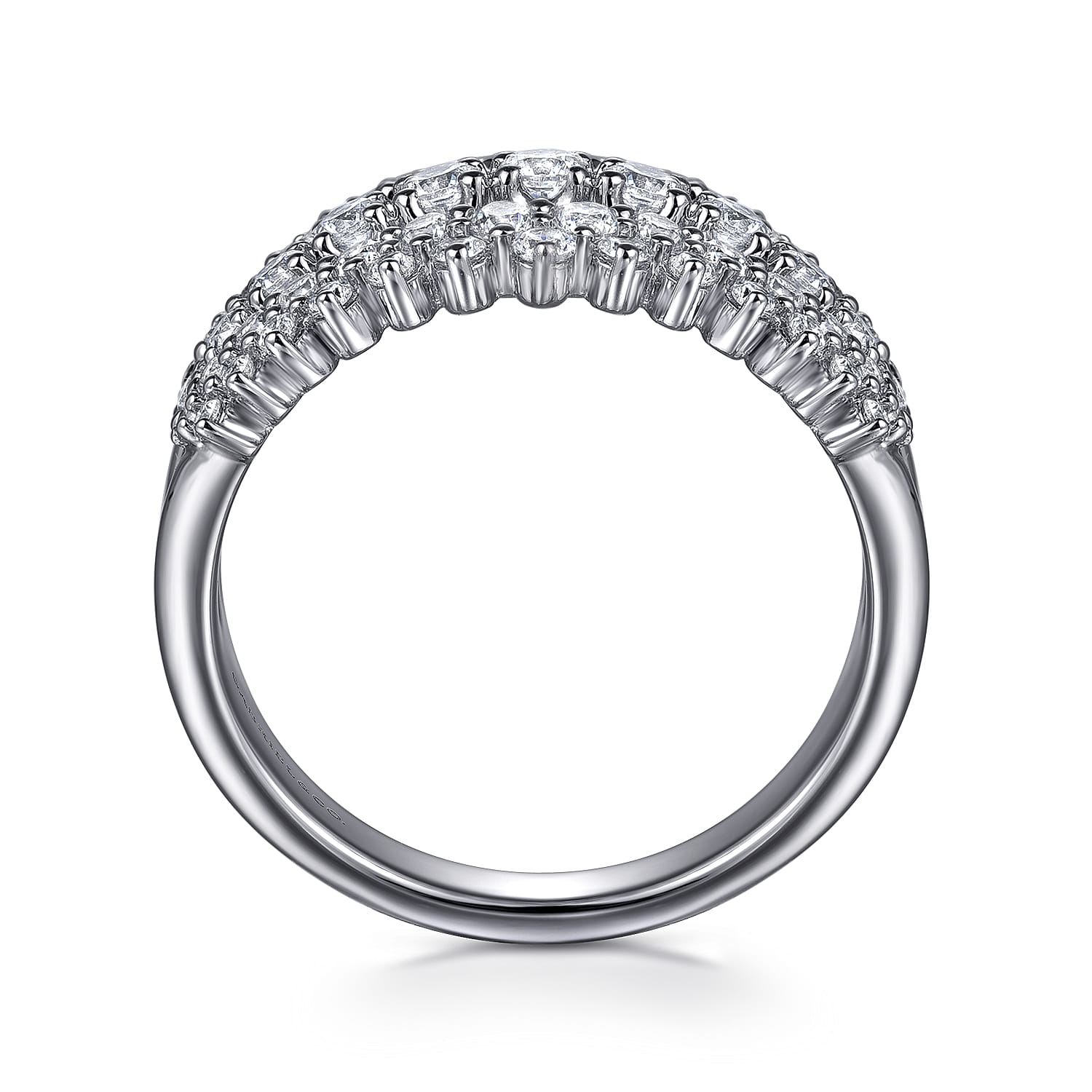 14K White Gold Graduating Diamond Wide Band Ring - 1 ct - Shot 2