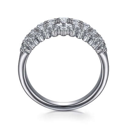 14K White Gold Graduating Diamond Wide Band Ring