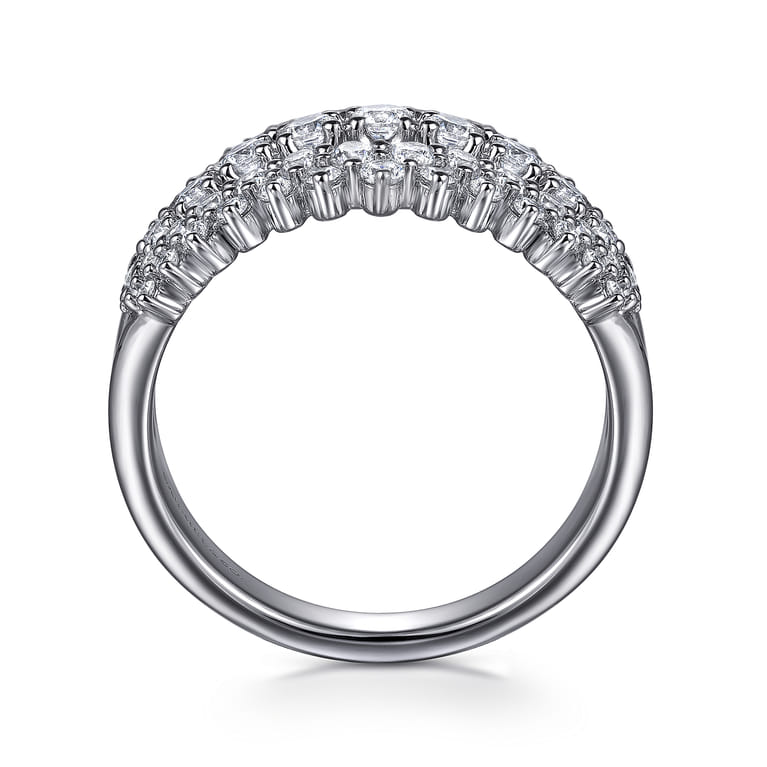 14K White Gold Graduating Diamond Wide Band Ring - 1 ct - Shot 2