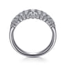 14K White Gold Graduating Diamond Wide Band Ring - 1 ct