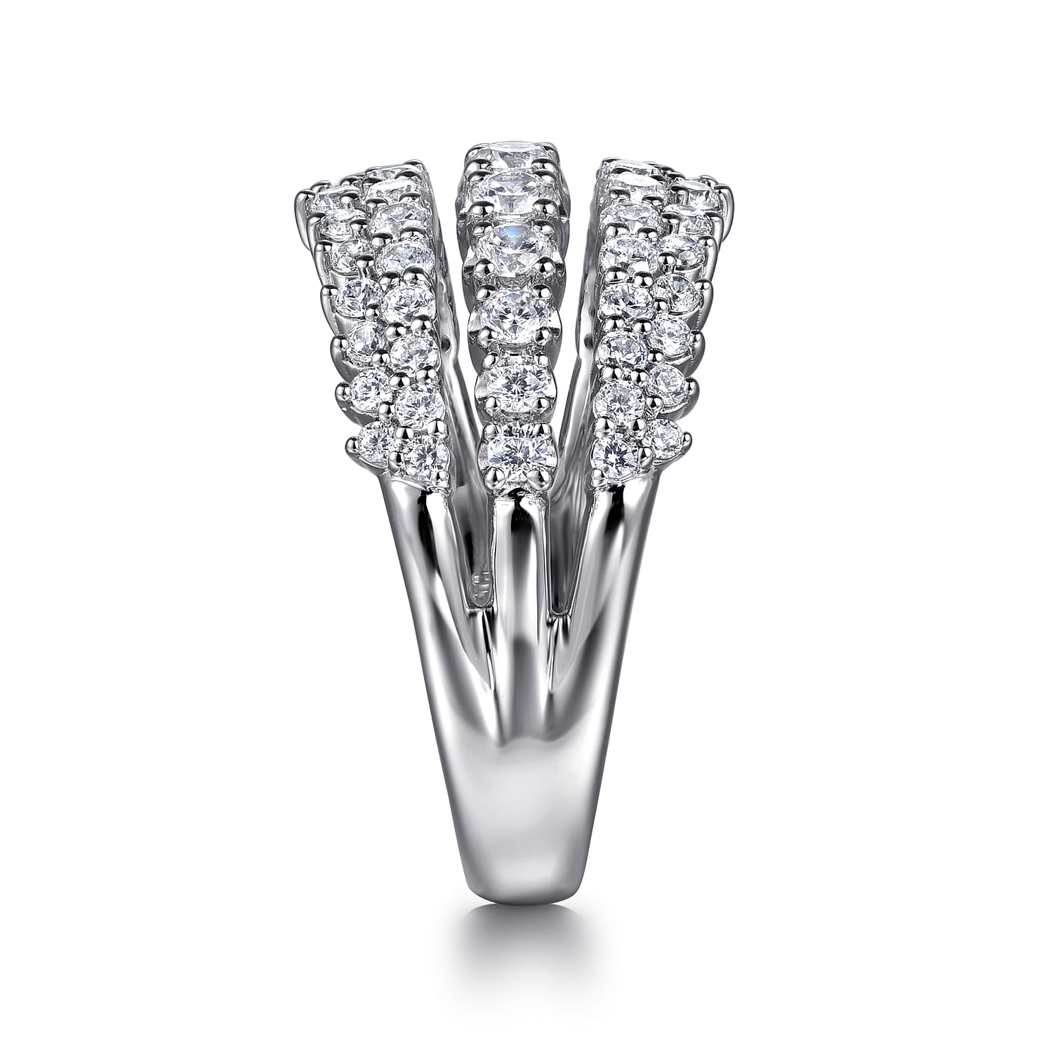 14K White Gold Graduating Diamond Wide Band Ring - 1 ct - Shot 4