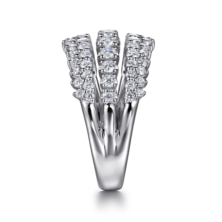 14K White Gold Graduating Diamond Wide Band Ring - 1 ct - Shot 4
