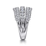 14K White Gold Graduating Diamond Wide Band Ring - 1 ct