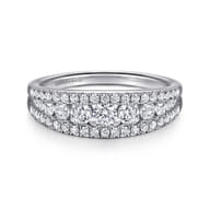 14K White Gold Graduating Diamond Wide Band Ring