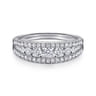 14K White Gold Graduating Diamond Wide Band Ring - 0.75 ct