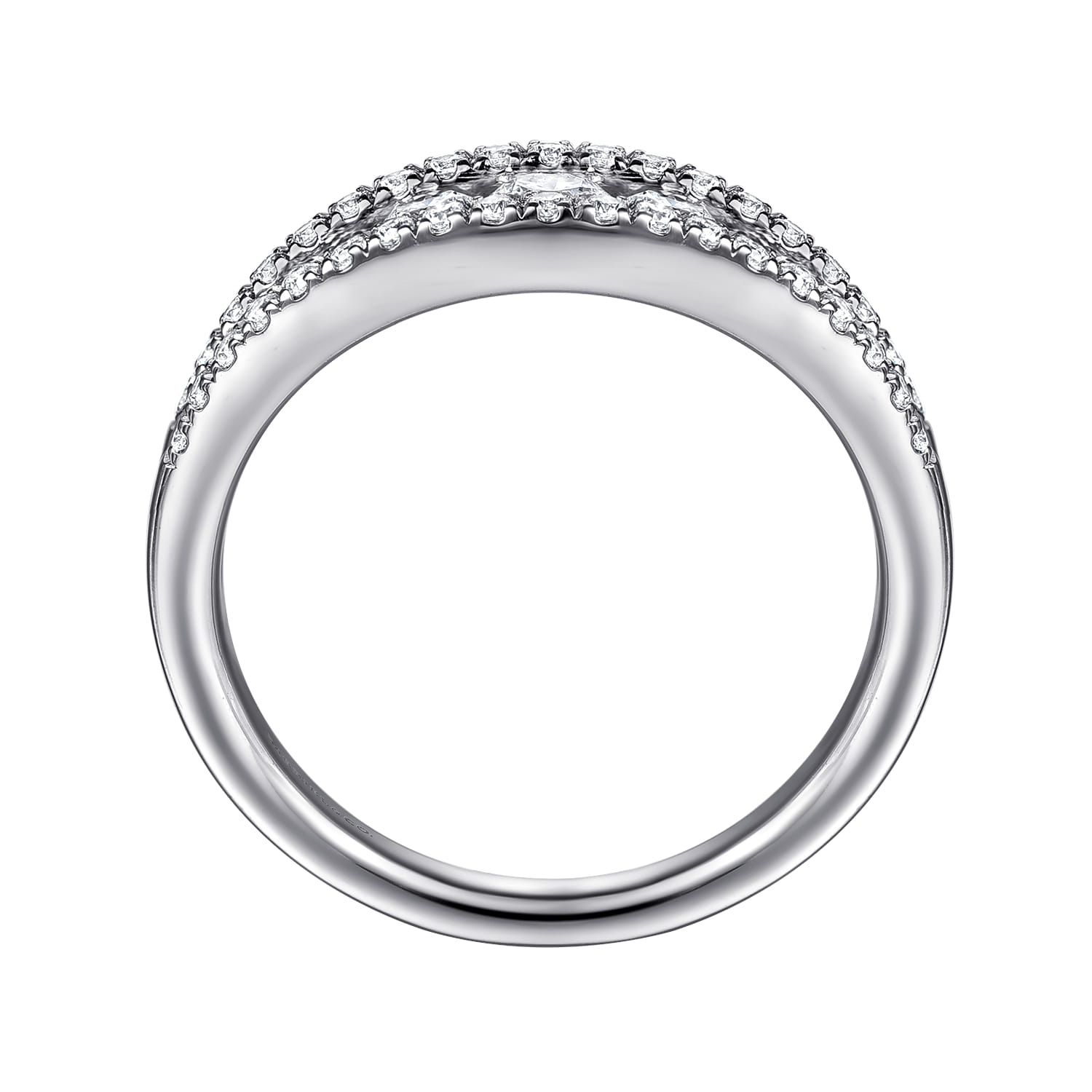 14K White Gold Graduating Diamond Wide Band Ring - 0.75 ct - Shot 2
