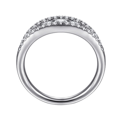 14K White Gold Graduating Diamond Wide Band Ring