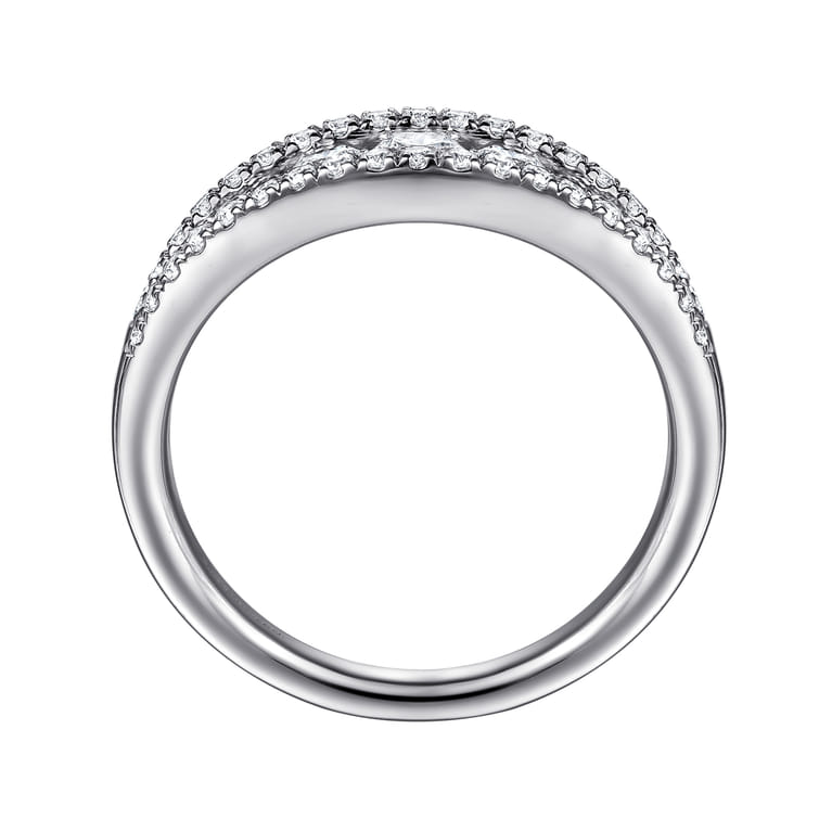 14K White Gold Graduating Diamond Wide Band Ring - 0.75 ct - Shot 2