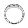 14K White Gold Graduating Diamond Wide Band Ring - 0.75 ct