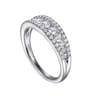 14K White Gold Graduating Diamond Wide Band Ring - 0.75 ct