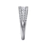 14K White Gold Graduating Diamond Wide Band Ring - 0.75 ct