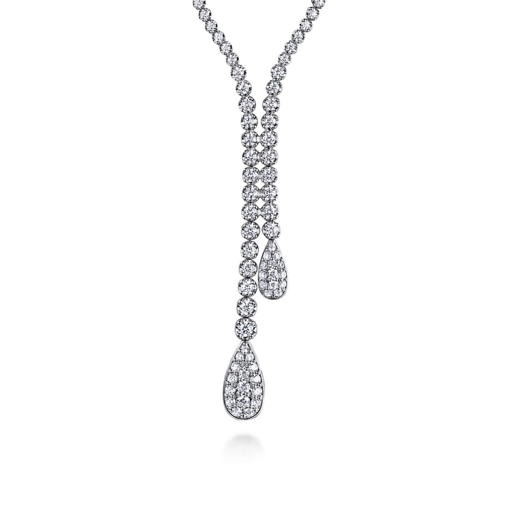 14K White Gold Graduating Diamond Y Necklace - 4.65 ct - Shot 1