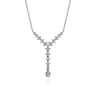 14K White Gold Graduating Diamond Y Necklace - 1 ct