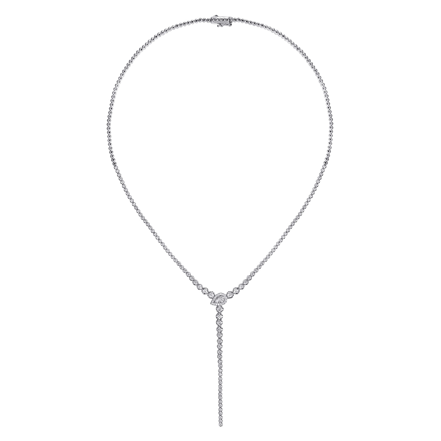 14K White Gold Graduating Diamond Y Necklace - 2.6 ct - Shot 2