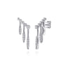 14K White Gold Graduating Diamond and Illusion Marquise Ear Climber Chandelier Earrings - 0.5 ct
