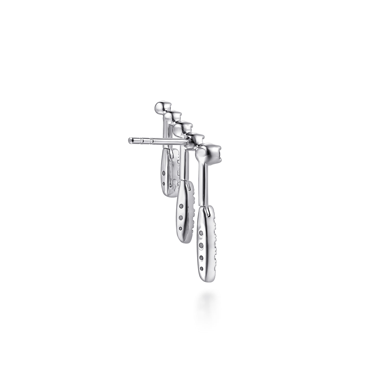 14K White Gold Graduating Diamond and Illusion Marquise Ear Climber Chandelier Earrings - 0.5 ct - Shot 2
