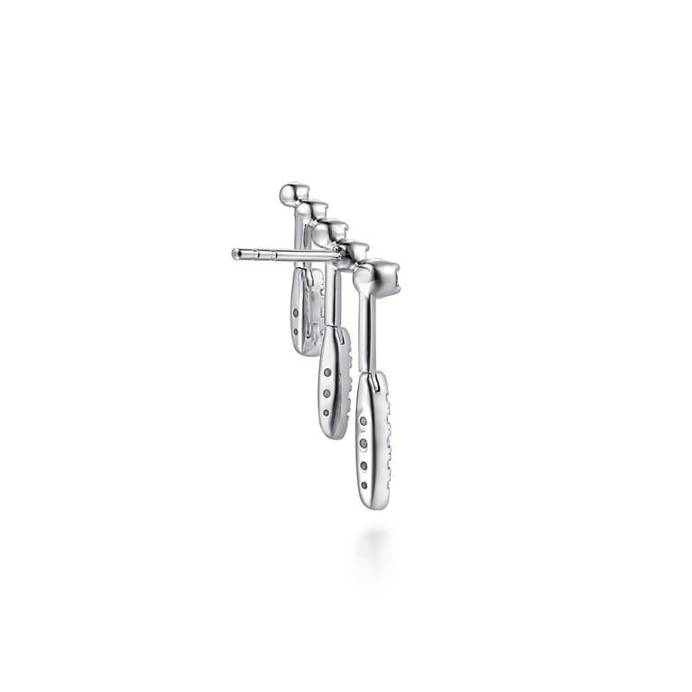 14K White Gold Graduating Diamond and Illusion Marquise Ear Climber Chandelier Earrings - 0.5 ct - Shot 2