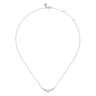 14K White Gold Graduating Diamond and Pearl Bar Necklace - 0.17 ct