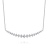 14K White Gold Graduating Diamonds Bar Necklace - 1.25 ct