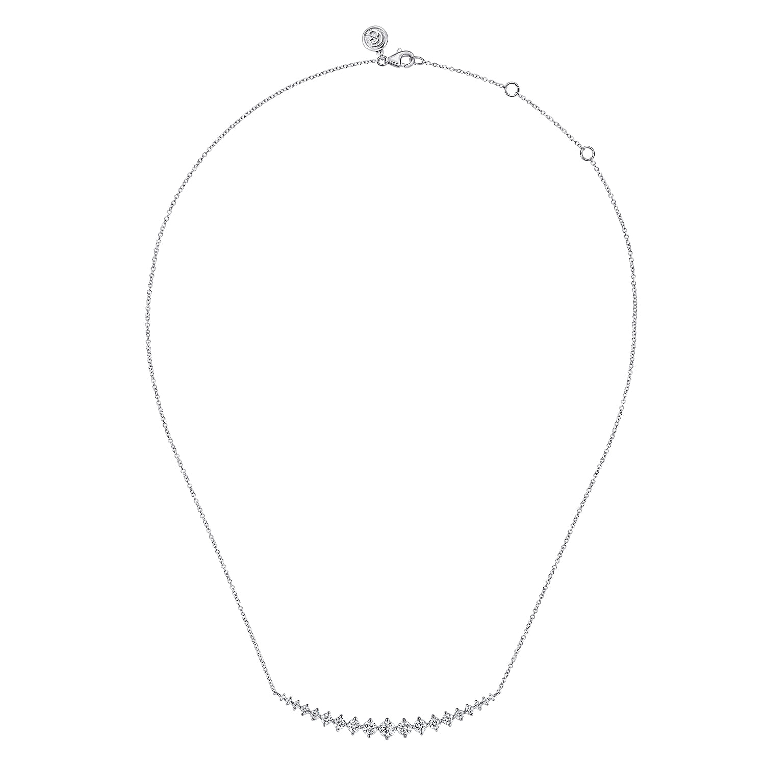 14K White Gold Graduating Diamonds Bar Necklace - 1.25 ct - Shot 2
