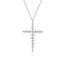 14K White Gold Graduating Diamonds Cross Necklace - 1 ct