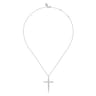 14K White Gold Graduating Diamonds Cross Necklace - 1 ct