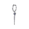 14K White Gold Graduating Diamonds and Blue Sapphire Huggie Drop Earrings - 0.55 ct