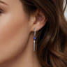 14K White Gold Graduating Diamonds and Blue Sapphire Huggie Drop Earrings - 0.55 ct