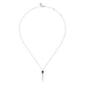 14K White Gold Graduating Diamonds and Blue Sapphire Pendant Drop Necklace - 0.25 ct