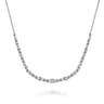 14K White Gold Graduating Marquise Diamond Bar Necklace - 1.9 ct