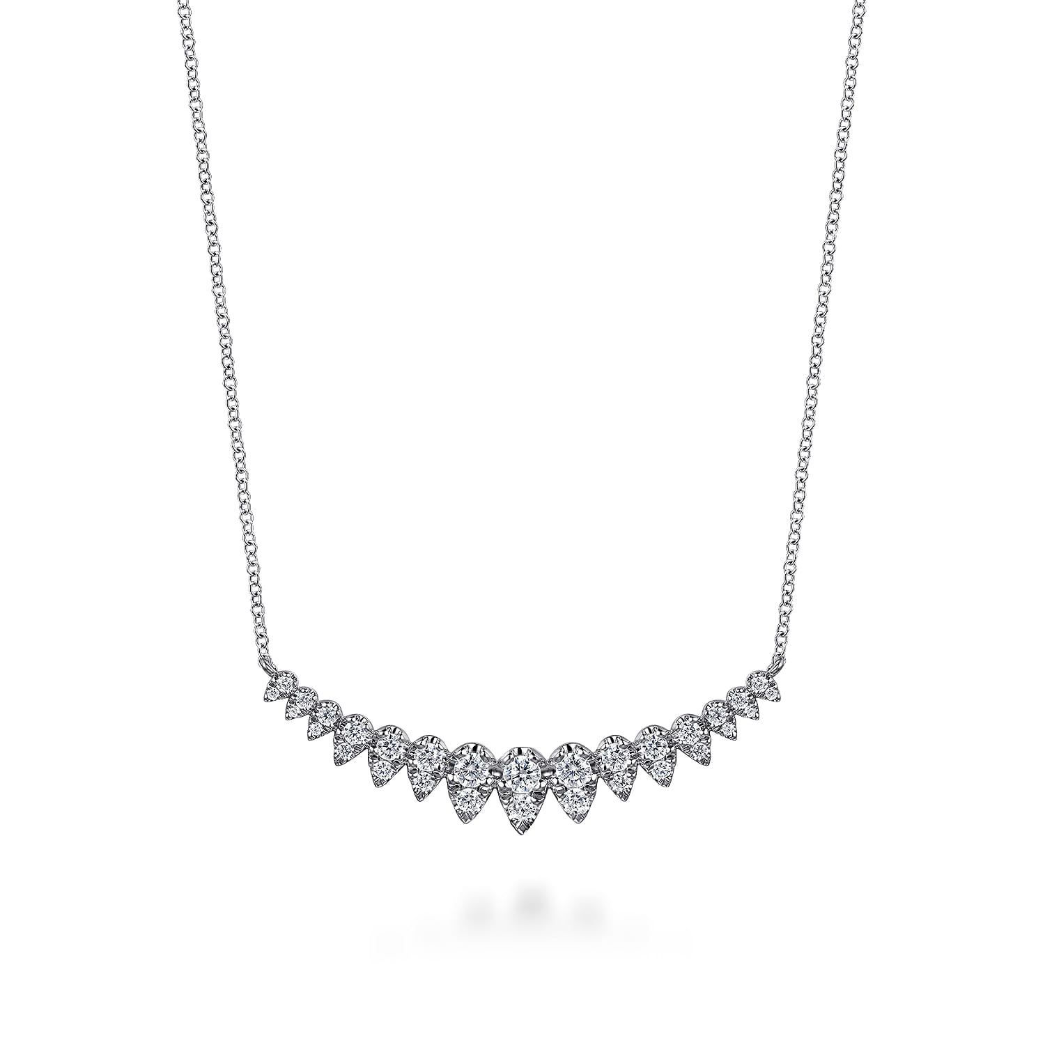 14K White Gold Graduating Pear Shape Diamond Bar Necklace - 0.75 ct - Shot 1