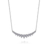 14K White Gold Graduating Pear Shape Diamond Bar Necklace - 0.75 ct