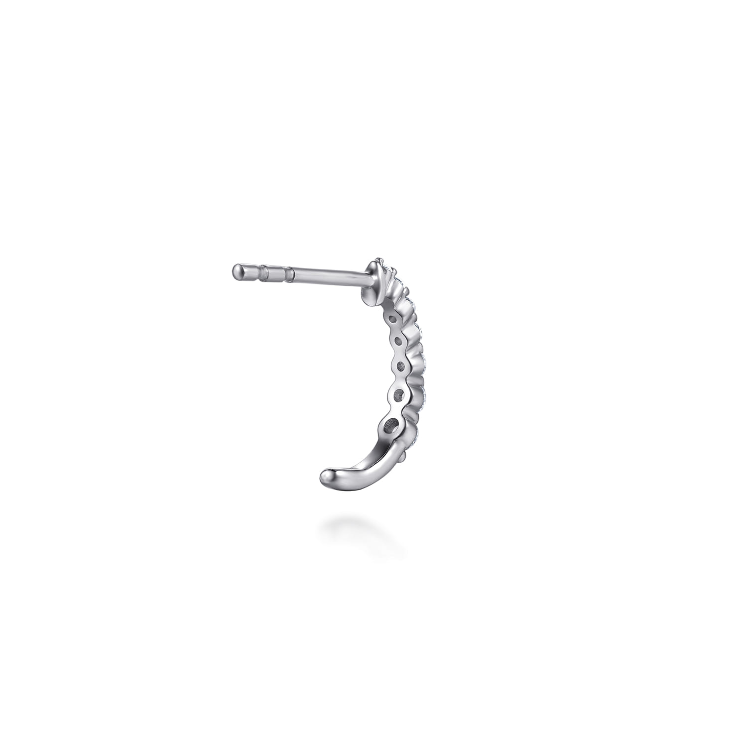 14K White Gold Graduating Single Prong Diamond Huggie Earrings - 0.2 ct - Shot 2