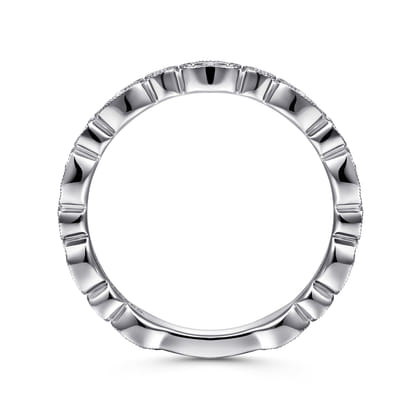 14K White Gold Graduating Station Diamond Stackable Ring