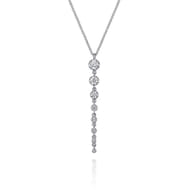 14K White Gold Graduating Vertical Diamond Bar Necklace