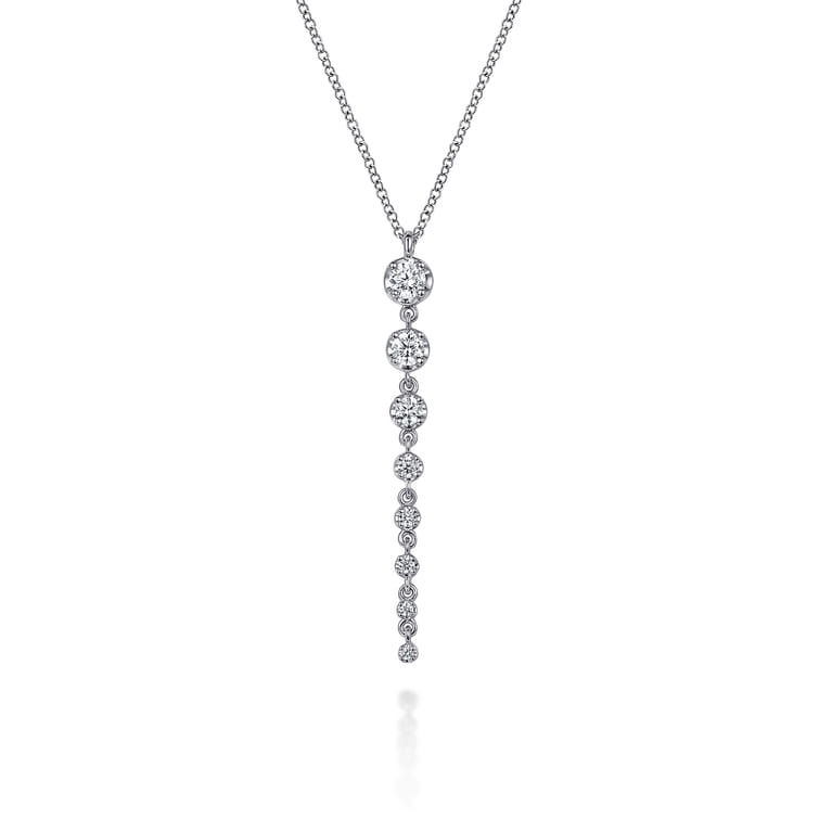 14K White Gold Graduating Vertical Diamond Bar Necklace - 0.5 ct - Shot 1