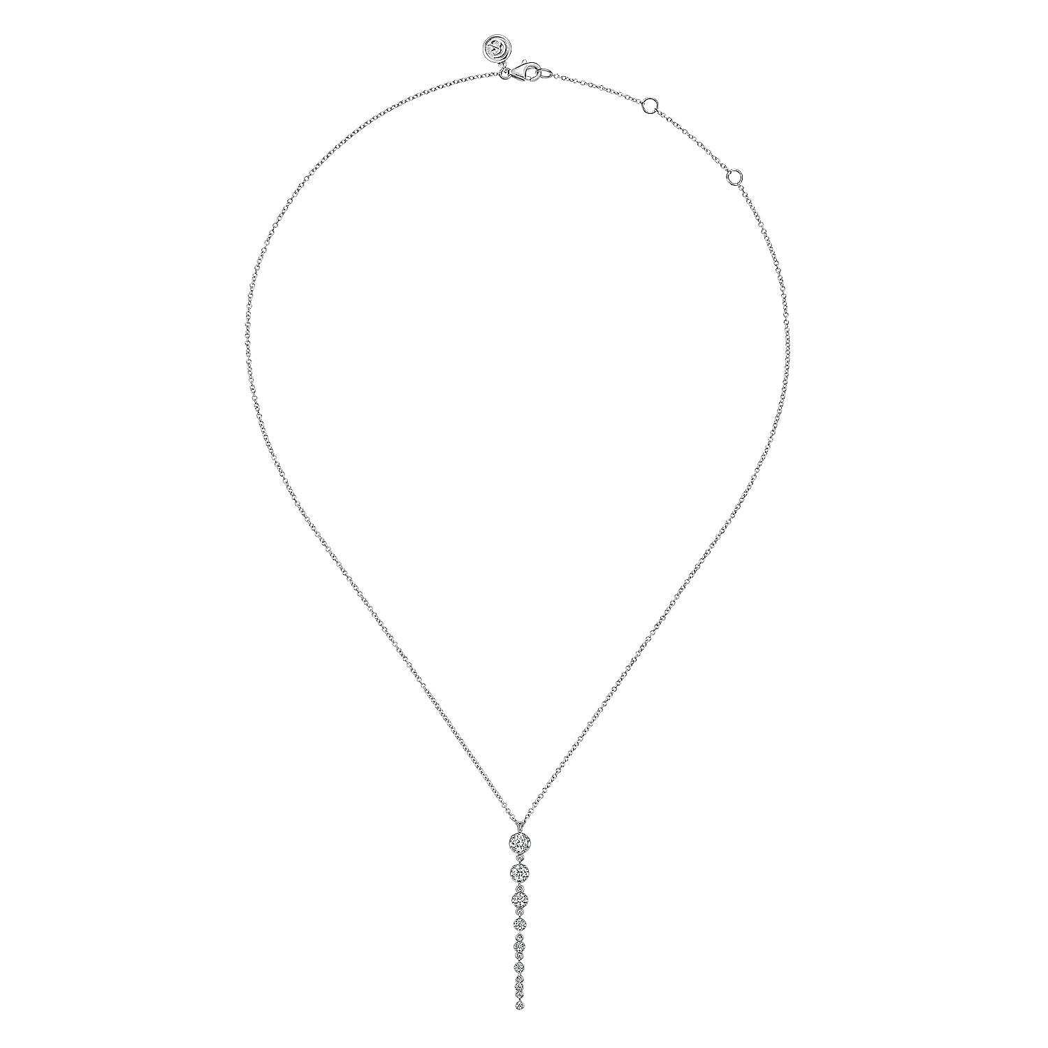 14K White Gold Graduating Vertical Diamond Bar Necklace