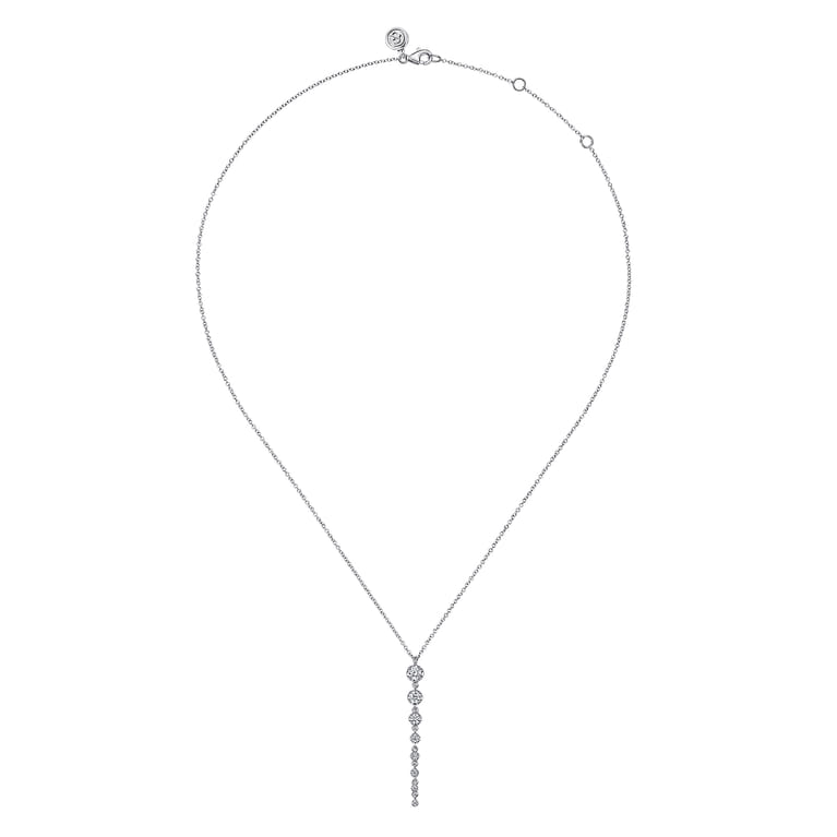 14K White Gold Graduating Vertical Diamond Bar Necklace - 0.5 ct - Shot 2