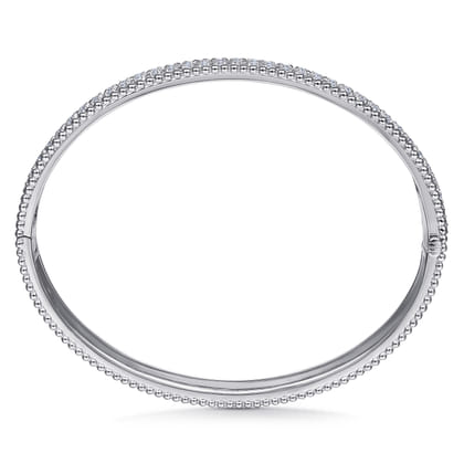14K White Gold HInged Diamond Bangle